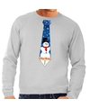 Foute kerst sweater met sneeuwpop stropdas grijs voor heren