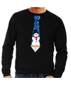 Foute kerst sweater met sneeuwpop stropdas zwart voor heren