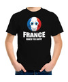 France makes you happy landen-vakantie shirt zwart voor kinderen met emoticon