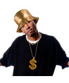Funny Fashion Bekende rapper Cool Dogg verkleedset dollar ketting-pet goud voor volwassenen