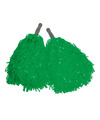 Funny Fashion Cheerballs-pompoms set van 2x groen met franjes en stick handgreep 25 cm voor kinderen