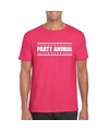 Fuschsia roze t-shirt heren met tekst Party animal