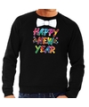 Gekleurde happy new year met strikje sweater-trui zwart voor heren