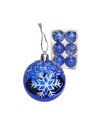 Gerimport Kerstballen gedecoreerd 6x st 6 cm kunststof blauw
