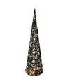 Gerimport Verlicht kerstfiguur kegel-piramide kerstboom zwart rotan H80 cm