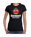 Germany makes you happy landen-vakantie shirt zwart voor dames met emoticon