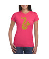 Gouden muziek saxofoon t-shirt roze voor dames saxofonisten outfit