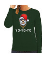 Groene Kerstsweater-Kerstkleding Gangster-rapper Santa voor dames