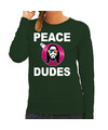 Groene Kersttrui-Kerstkleding peace dudes voor dames met social media kerstbal