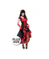 Grote maat rood met zwarte saloon jurk