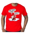 Grote maten kerstborrel shirt -Fout Kerst t-shirt met zingende kerstman en gitaar rood voor heren