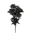 Halloween accessoires bloemen zwarte rozen met blaadjes 35 cm