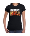 Halloween burn in hell-branden in hel horror shirt zwart voor dames