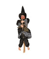 Halloween decoratie heksen pop op bezem 44 cm zwart-goud
