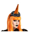 Halloween heksenhoed mini hoedje op diadeem one size zwart-oranje meisjes-dames