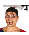 Halloween-horror verkleed diadeem bloederige zaag kunststof verkleedaccessoires