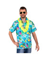 Hawaii shirt-blouse Verkleedkleding Heren Tropische bloemen blauw