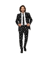 Heren verkleedkostuum zwart met witte sterren print business suit