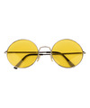 Hippie Flower Power Sixties ronde glazen zonnebril XL geel