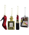 IKO kersthangers pump, parfum, lipstick, portemonnee 3x st glas