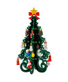 IKO mini decoratie kerstboompje met ornamenten hout 19 cm