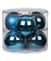 Inge Christmas Grote kerstballen 6x- diep blauw 10 cm glas