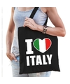 Italie schoudertas I love italy zwart katoen