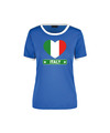 Italy ringer t-shirt blauw met witte randjes voor dames Italie supporter kleding