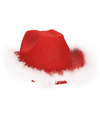 Kerst cowboyhoed rood met verlichting -Â 25 x 37 cm -Â volwassenen