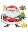 Kerst decoratie stickers 3D Kerstman en sterretjes 28 x 41 cm