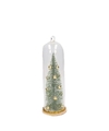 Kerst hangdecoratie glazen stolp met groen-gouden kerstboom 22 cm