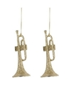 Kerst hangdecoratie gouden glitter muziekinstrumenten 12 cm trompetten