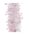 Kerst lametta guirlande parelmoer wit sterren-glinsterend 270 cm kerstboom versiering-decoratie