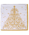 Kerst tafel servetten 20x stuks van 33 x 33 cm Gouden kerstboom print