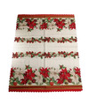 Kerst thema print tafelkleed van 150 x 220 cm Kerstbloemen print in ecru-groen-rood