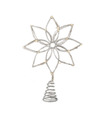 Kerstboom ster-bloem piek-topper met LED verlichting warm wit 27 cm met 20 lampjes