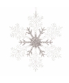 Kerstboomdecoratie hanger sneeuwvlok zilveren glitters 21 cm