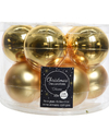 Kerstboomversiering gouden kerstballen van glas 6 cm 10 stuks