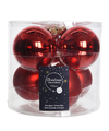 Kerstboomversiering kerst rode kerstballen van glas 8 cm 6 stuks