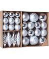 Kerstboomversiering set met 31 kerstornamenten zilver van kunststof