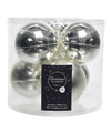 Kerstboomversiering zilveren kerstballen van glas 8 cm 6 stuks