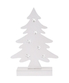 Kerstdecoratie kerstboom wit hout 28 cm met LED lampjes