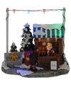Kerstdorp kersthuisje cadeautjes winkel-kraam 16 cm met LED lampjes