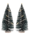 Kerstdorp maken 2x bomen 15 cm met LED lampjes