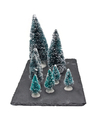 Kerstdorp onderdelen miniatuur set van 8x mini boompjes