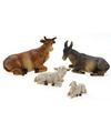 Kerststal dieren beeldjes 4x stuks os, ezel, schaap en lammetjeÂ