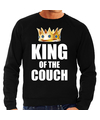King of the couch sweater-trui voor thuisblijvers tijdens Koningsdag zwart heren
