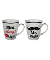 Koffiebeker set Mr Right en Mrs Always Right