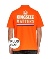 Koningsdag Kingsize Matters polo t-shirt oranje met kroon voor heren