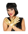 Korte verkleed handschoenen metallic goud 22 cm